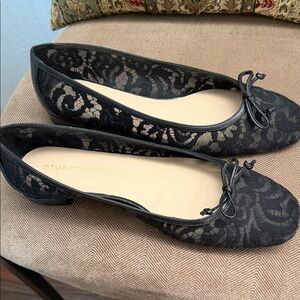 Stuart Weitzman Black Lace Flats